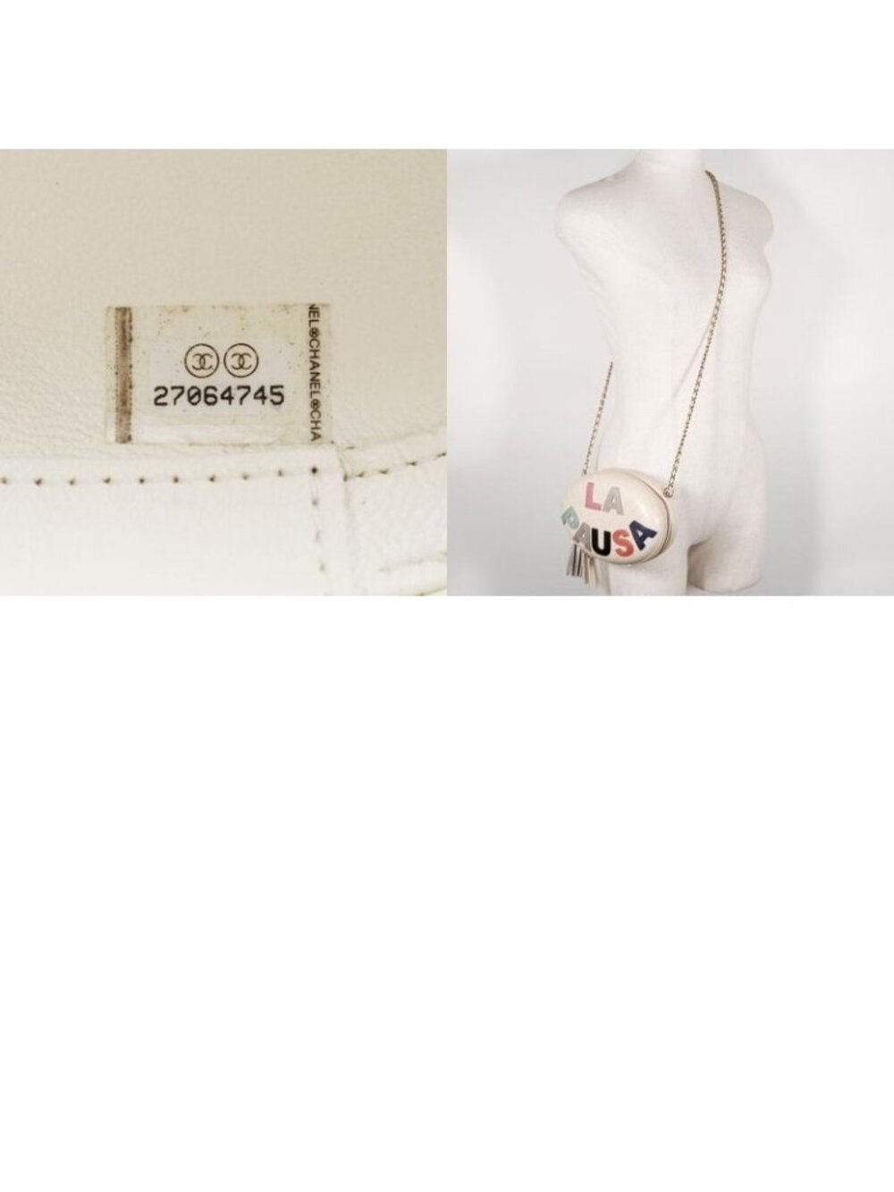 Chanel Chain Shoulder LA Pausa Calf White Bag - Picture 10 of 10